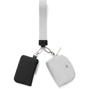 Mum's Memory Mini Zip Around Wristlet Wallet for Women Dual Pouch Wristlet Portable Wallet Coin Purse Mini Women Coin Pocket (Black + Grey)