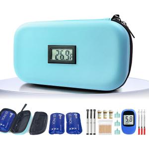 TSA Approved Insulin Cooler Travel Case Medication Cooler for Travel with Thermometer Temperature Display Diabetic Medication Organizer Medical Travel Cooler Bag with 2 Ice Pack (Light Blue)