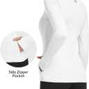 baleaf Thermal Shirts for Women Long Sleeve Fleece Tops Running Workout Cold Weather Gear Compression Zipper Pocket (White, L)