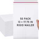 ReliThick 50 Pcs 13 x 17.75 Inch Large Rigid Mailer Self Photo Document Mailers Adhesive Stay Flat White Cardboard Envelopes White Kraft Envelopes for Art Prints Cd Photos Document