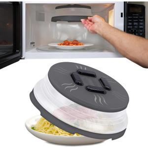 HOVER COVER Magnetic Microwave Splatter Cover, Collapsible Microwave Cover for Food - Vented & Magnetic Microwave Plate Cover, 10-inch, BPA-Free - Graphite