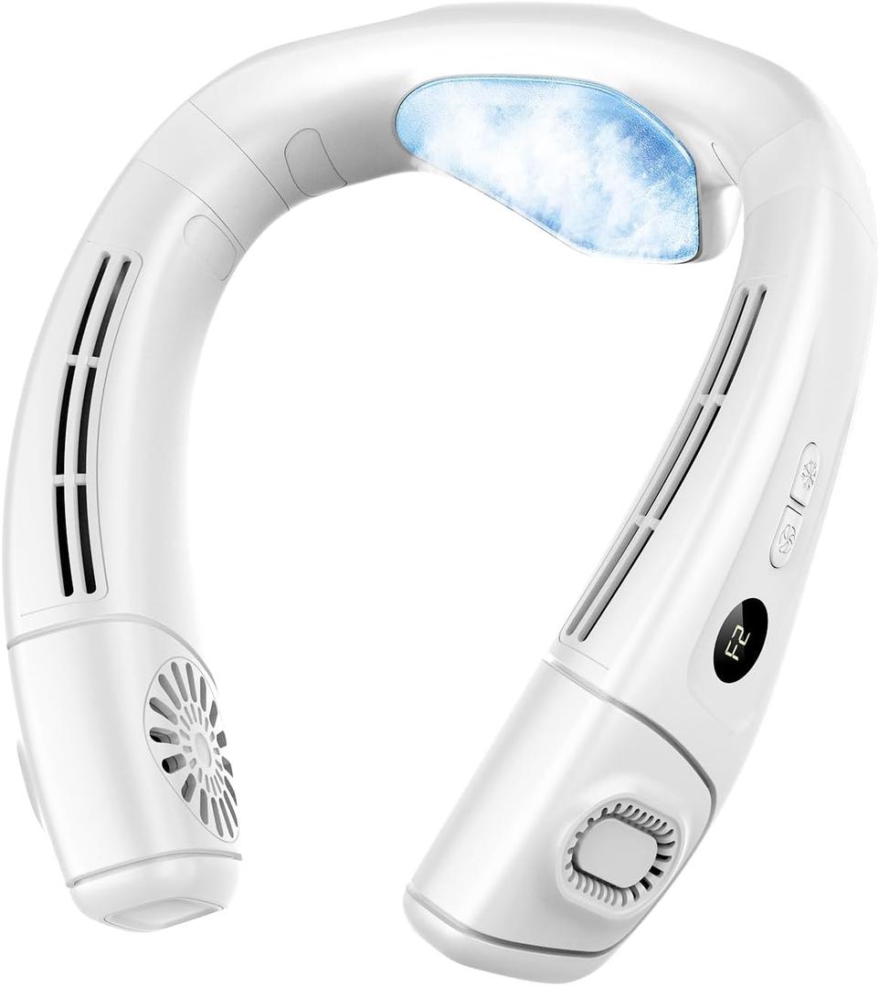 Neck Air Conditioner Fans That Blow Cold Air, 8000 mAh Battery Operated Wearable Cooling Device Fan, Bladeless, Rechargeable Fan, 3 Speed Settings & 3 Wind Modes