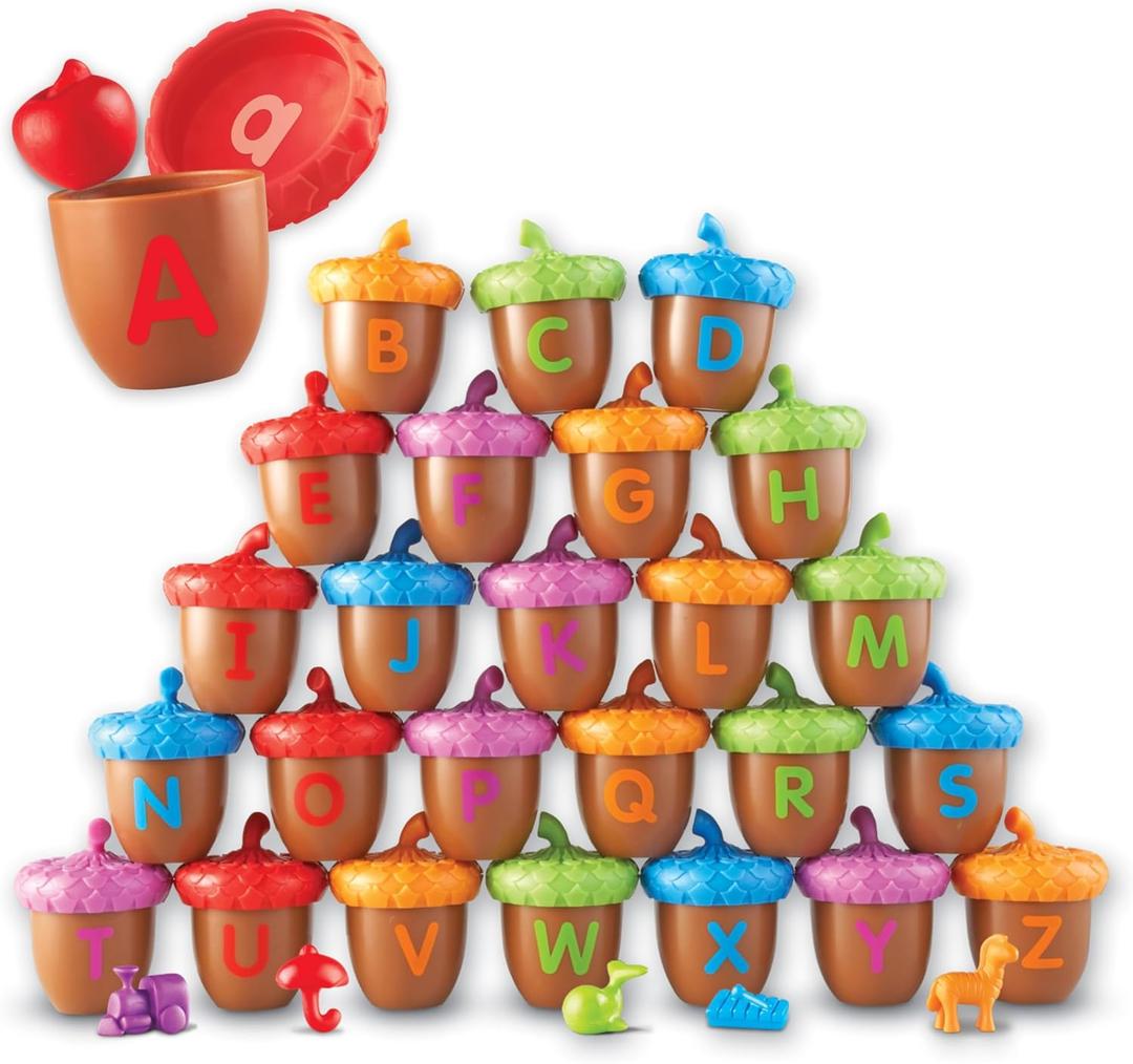Learning Resources Alphabet Acorns Activity Set - ABC Puzzle, Preschool Learning Activities, Speech Therapy Materials, Manipulatives for Preschoolers, Fine Motor Skills