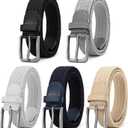 DOOPAI Braided Stretch Belt for Men, Elastic Woven Belt, casual Fabric Golf Belt, 1 3/8" for Golf Pants Jeans, Gift Box, Size 105