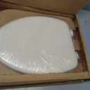 Mayfair Padded Toilet Seat, Cushioned Soft Vinyl over Wood Core Seat, Secure Hinges, Easy Clean, Made in USA, Elongated, Bone