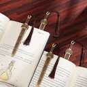 Bamboo Bookmark, 4 Pcs Unique Vintage Reading Book Markers with Tassels, Gift Box Set Ideal for Book Lover Librarian Readers Bookworm (Sword Style)