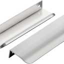 Ravinte Hardware 6 Pack Silver Cabinet Handles, 5.9 Inch (150mm) Finger Edge Pulls, 5 Inch Hole Center, Finger Pulls for Cabinets