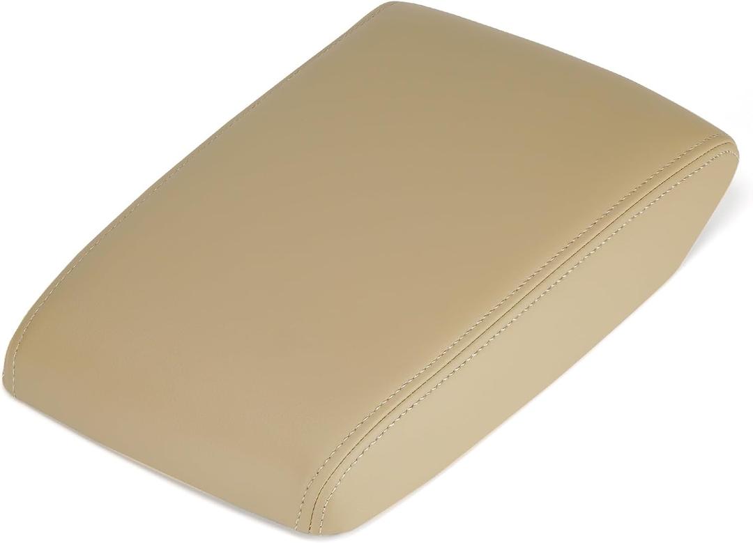 Beige Center Console Cover Armrest Lids w/Base for 2008-2014 Toyota Highlander, PU & ABS Plastic