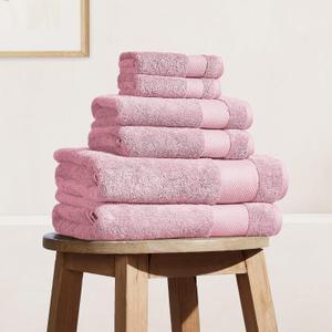 BIOWEAVES 100% Organic Cotton Bath Towel Set | 700 GSM Plush 6-Piece Premium Towel Set GOTS Certified, 2 Bath Towels, 2 Hand Towels & 2 Washcloths - Dusty Pink