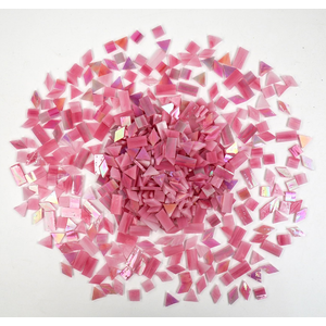 VARIART Stained Glass Mosaic Tiles – 300pcs (9 oz) Iridescent Glass Pieces for DIY Crafts, Vase, Mirror Decor (Rainbow Colors) (Pink)