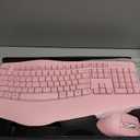 Wireless Keyboard and Mouse Combo, 2.4G Full Size Wave Keys Ergonomic Keyboard with Wrist Rest and 3-Level DPI Adjustable Wireless Ergonomic Mouse for Windows, Mac OS Desktop/Laptop/PC(Pink)