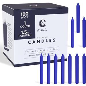 Candle Charisma 100 Blue Spell Candles - 4" Unscented Paraffin Chime Candles, Smokeless & Dripless, Colored Candles, 1.5 Hours Burn Time 0.4" Thick Taper Candles for Rituals, Witchcraft and Parties