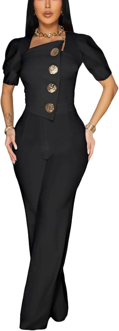 Sexy ladies fashion wide leg elegant club jumpsuit business party jumpsuit (XX-Large)