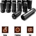 Gaemi M14x1.5 Spline Lug Nuts,24 PCS Black Wheel Lug Nuts with Socket Key,2 inches Length with Cone Seat for Aftermarket Wheels