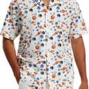 Vytroon Men's Hawaiian Shirts Wrinkle Free Short Sleeve Button Down Tropical Beach Vacation Shirt (Medium, White- Planet Cluster)