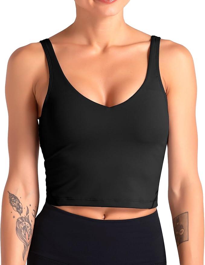 Sports Bra for Women Longline Padded Bra Yoga Crop Tank Tops Fitness Workout Running Top, Size L