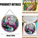 7.87'' Flamingo Suncatcher Stained Glass Window Hanging Summer Bird Sun Catcher Decorations Kitchen Home Wall for Girls Women Flamingos Lovers Gifts Housewarming Valentines Day