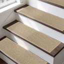 BEQHAUSE Stair Treads for Wooden Steps 28x9in, Carpet Stair Treads Non Slip Indoor, Machine Washable Stair Runners for Kids Elders and Pets, Carpet for Stair Rugs Mat, TPE Backing, 15pcs, Light Beige