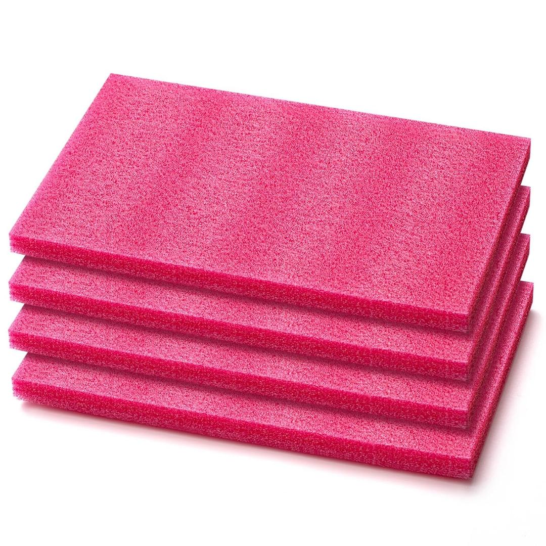 Pangda 4 Pcs 14.75 x 9.5 x 0.75 Inch Pink Polyethylene Foam Sheets Anti Static Foam Blocks Pad Cushion Cuttable Polyethylene Sheets for Reliable Packing and Craft Protection Shipping