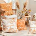DUZXLCQ Fall Pillow Covers 18x18 inch Set of 2 White Pumpkins Thanksgiving Autumn Fall Decorative Throw Pillow Covers Farmhouse Decor Cushion Case Harvest Decorations for Couch Sofa Bed Home Outdoor