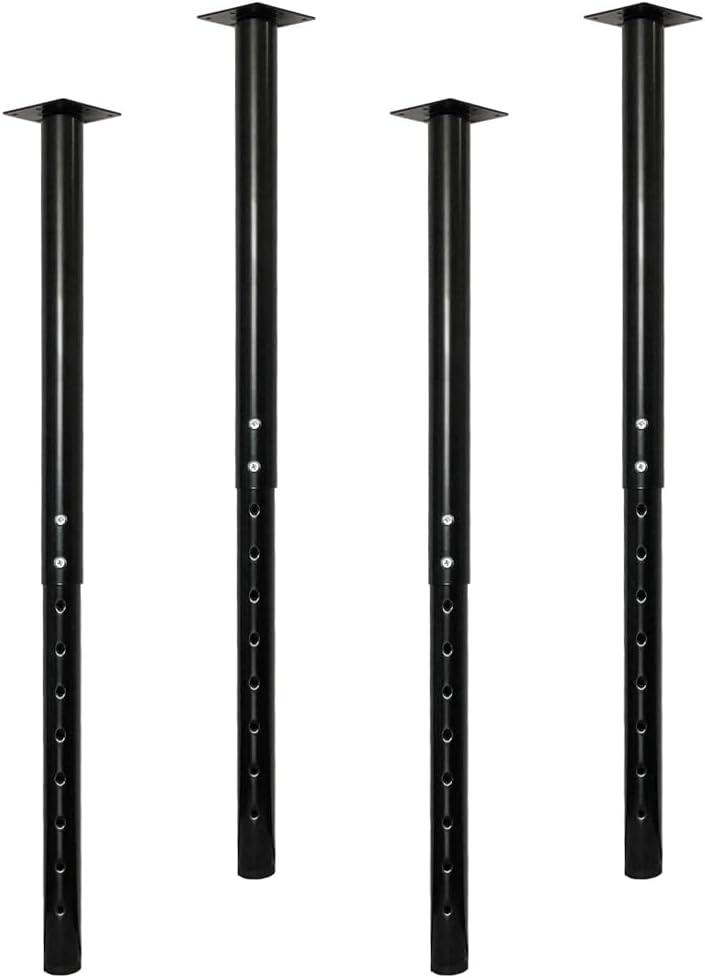 QLLY Adjustable Round Desk Leg, 24-40 inch, 60-100cm, Home Office DIY Metal Table Leg, Furniture Leg Set (4, Black)