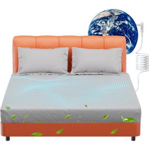 Grounding Sheets Queen,10% Pure Silver Fiber+90% Organic Cotton,Deep Pocket Grounding Bed Sheets.Grounded Fitted Sheets Set. (Gray)