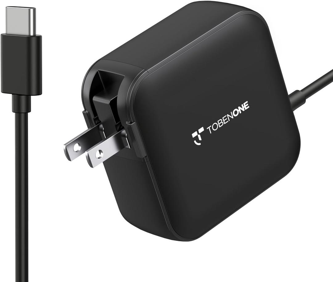 Tobenone 100W USB C Laptop Charger, Universal GaN III Power Supply Adapter, Replacement Foldable Fast Charger PD3.0 for MacBook Pro/Air, HP, Lenovo, Asus, Steam Deck, and All Type C Devices (5ft Cable)
