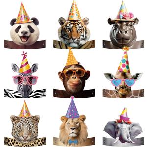 24 Pcs Party Hats for Kids Paper Headbands Crown for Boys Girls, Birthday Party Decoration Favors (Realistic Color)