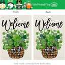 CROWNED BEAUTY St Patricks Day Garden Flag Shamrocks Clover Basket 12x18 Inch Double Sided Green Holiday Decoration for Outdoor Lawn Yard CF1932-12