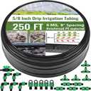 250 ft 5/8 Inch Drip Tape Irrigation Kit Drip Tape 8 Mil 8" Spacing Hose Garden Watering Tubing System Automatic Irrigation Equipment for Plant, Landscape, Yard, Lawn and Farm