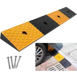 Rubber Curb Ramp 2'' Driveway Ramp 1 Pack Heavy Duty Car w/4 Expansion Screws Loading Rubber Ramp for Cars Forklifts Trucks Motorcycle Wheelchairs 39''(L) X6''(W) X2''(H)