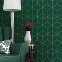 Safiyya Peel and Stick Wallpaper Gold and Dark Green Wallpaper Geometric Contact Paper Textured Self Adhesive Removable Wall Paper for Walls Vinyl Roll 393"x17.3"