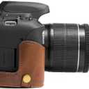 Megagear MG1185 Canon EOS Rebel T6s, 8000D (18-55mm) Ever Ready Leather Camera Case and Strap - Dark Brown