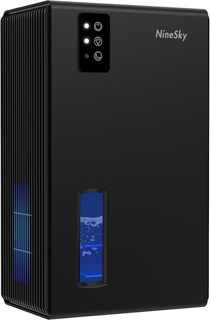 NineSky Dehumidifier, 1000 sq.ft Dehumidifiers for Home with 95oz Large Water Tank,Quiet Dehumidifier with 7-Color Ambient Light & Auto Shut Off, Dehumidifier for Basement, Bedroom, Bathroom (Black)