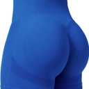 YEOREO Professional Women Workout Shorts 3.6" Scrunch Shorts Seamless High Waisted Contour Gym Yoga Biker Shorts (Medium, Blue)
