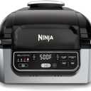 Ninja | Indoor Grill | Foodi | 5-in-1 (Grill, Air Fry, Roast, Bake, and Dehydrate | Fits up to 3lb Roast | Smoke Control System and Dishwasher Safe Parts| Black/Grey | AG301