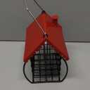 Kingsyard Double Suet Bird Feeder with Weatherproof Roof & Perch, All Metal, Suet Cakes Cage Bird Feeder for Outdoors Hanging, Easy to Clean & Refill, Red