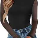 Avidlove Women Long Sleeve Body Suits Mesh Boat Neck Shapewear Bodysuit Crew Neck Leotards Going Out Tops Fall Outfits 2XL