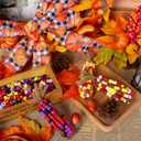 Whaline 1000Pcs Halloween Pony Beads with 100Pcs Chenille Stems Pipe Cleaners 7 Colors Fall Plastic Craft Focal Beads Bulk for Autumn Thanksgiving DIY Craft Necklace Bracelet Jewelry Making Supplies