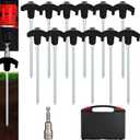 12 Pack Screw in Tent Stakes Heavy Duty,8 Ground Anchors Screw in,Metal Stakes with Hex Head Driver and Sturdy Storage Box. (12, Black)