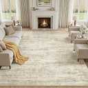 Area Rug Abstract Distressed Washable Large Living Room Rug | Non Slip Backing, Stain Resistant Indoor Decor Soft Carpet for Bedroom Dining Room Home Office Beige/Brown