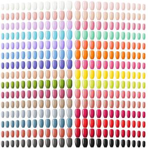 Maitys 720 Pieces 30 Sets Medium Square Fake Nails Solid Color Press on Nails Glossy Artificial Coffin Fingernail for Women Girls Ballet Dancer Accessories(Sweet Colors)