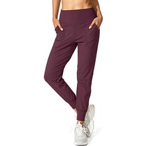 G Gradual Women's Joggers High Waisted Yoga Pants with Pockets Loose Leggings for Women Workout, Athletic, Lounge (Maroon, Large)