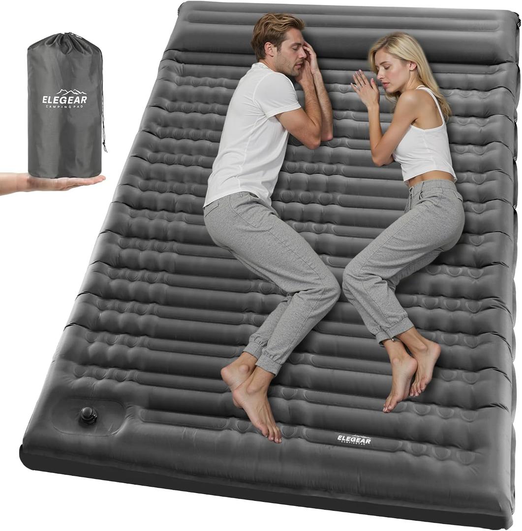Elegear 4.7” Thick Double Sleeping Pad for Camping, Inflatable, Full,Grey