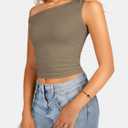 ATHMILE Womens Off The Shoulder Tops Summer Sleeveless Shirts Going Out Crop Tank Top Y2K T Corset Tube Fashion Outfits 2026 (Brown, S)