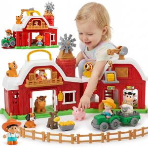 30-Piece Upgraded Farm Animal Big Barn Playset Gifts for Toddlers Christmas
Montessori Learning Toys for 18 Months Olds Girls Boys|Pretend Animal with Tractor Birthday Gifts for 2 Years