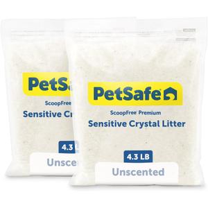PetSafe ScoopFree Premium Crystal Cat Litter - Outperforms Clay Litter - Refill Packs - Reusable Tray Compatible - Fragrance Free - 4.3 lb Bags - 2 Pack
