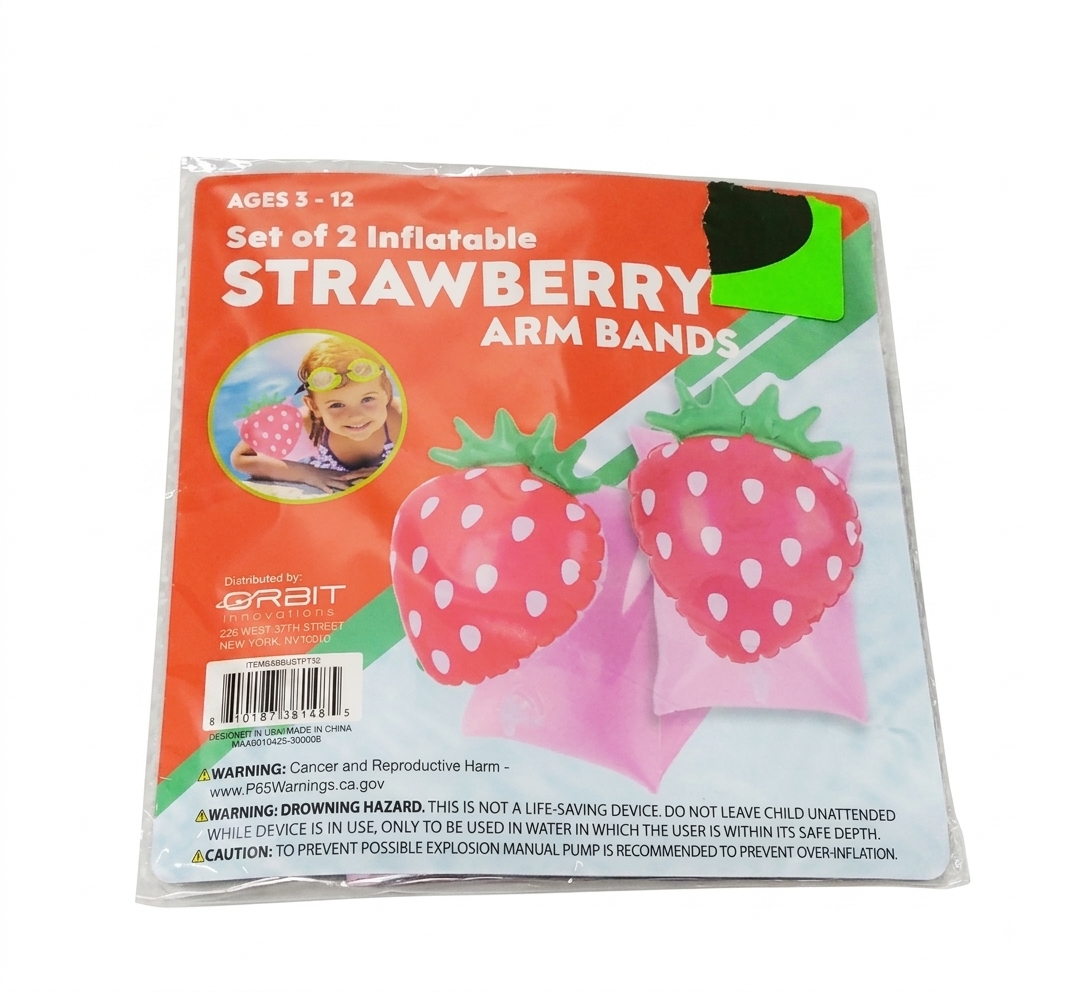 Inflatable Strawberry Arm Bands Pack of 4