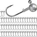 UperUper 50pcs Round Ball Fishing Jig Heads Set, Fishing Hooks for Saltwater Freshwater Swimbait Bass Trout, 1/4oz