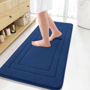 Arotive Memory Foam Bathroom Rug Mat 47x20, Ultra Soft and Absorbent Bath Mat, Machine Wash Dry, Comfortable Bath Rug Carpet for Bathroom Floor, Tub and Shower, Navy
